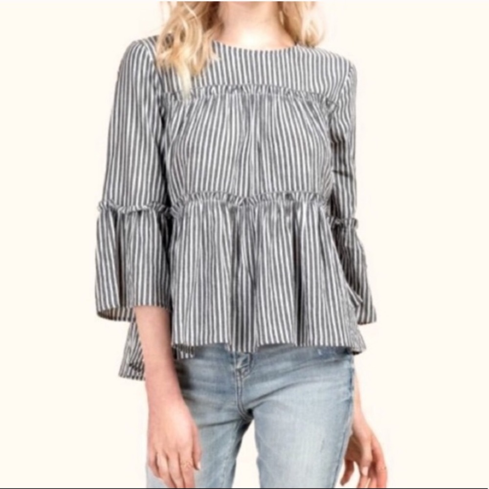 Petra striped smocked blouse size medium